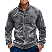 Herren cordjacke mit hochgeschlossenem Kragen und praktischen Pattentaschen Aliams