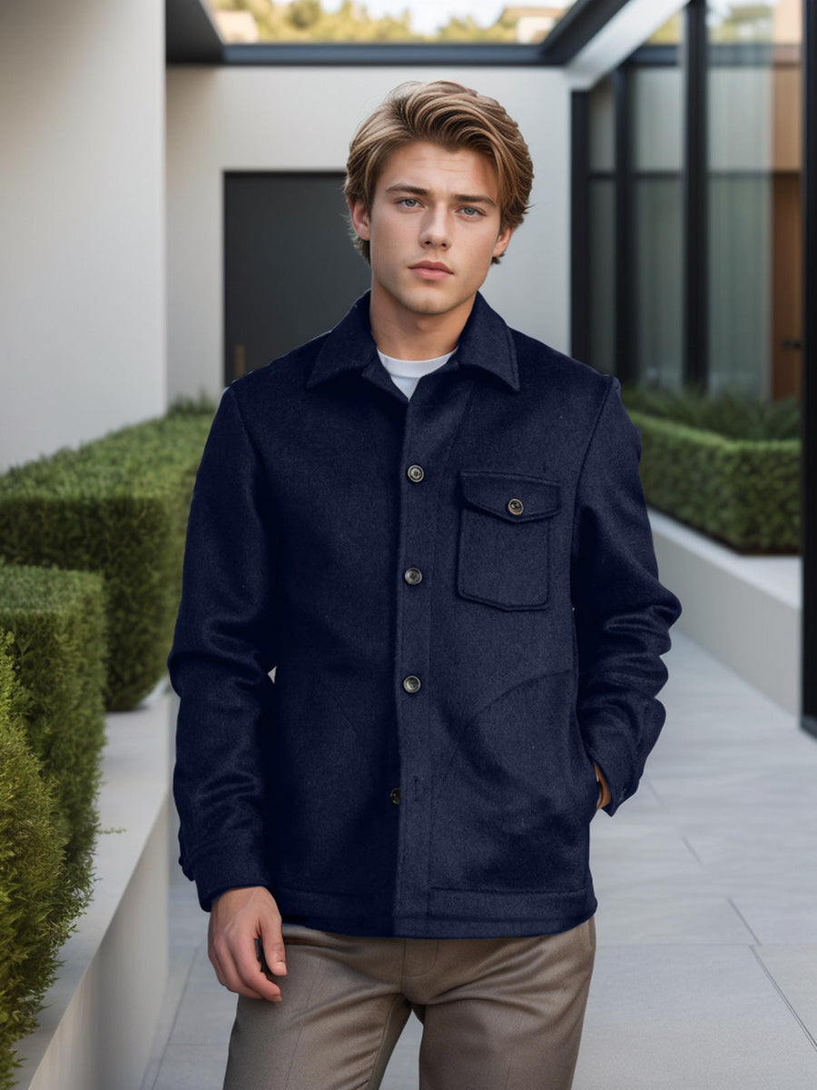 Herren elegante Wolljacke mit praktischen Taschen Aliams