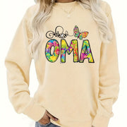 Damen Sweatshirt mit kreativem botanischem Aufdruck