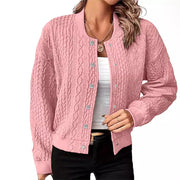 Damen Strickjacke im modernen Zopfmuster mit Druckknopfverschluss