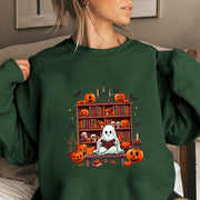 Damen Sweatshirt mit herbstlichem Gruselmotiv und lässigen Puffärmeln