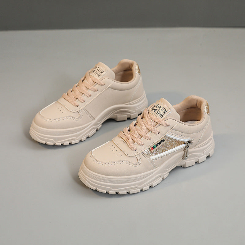 Damen sportliche Sneaker mit modischem Reißverschluss und stoßdämpfender Sohle