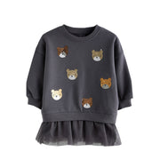 Mädchen Sweatshirt mit Tüllunterrock und tierischen Applikationen Drune