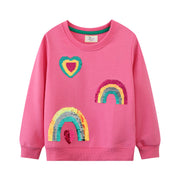 Mädchen Sweatshirt mit glitzernden Regenbogenapplikationen Drune