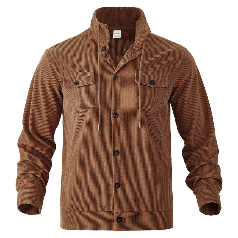 Herren cordjacke mit hochgeschlossenem Kragen und praktischen Pattentaschen Aliams