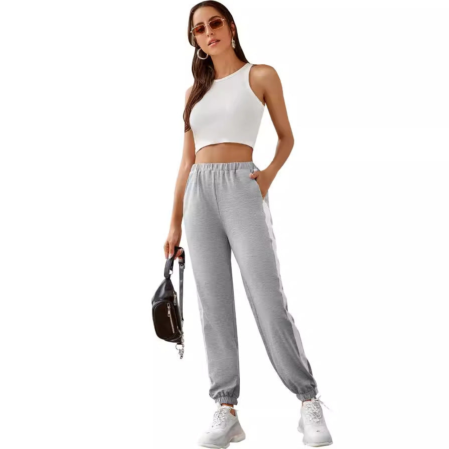 Damen bequeme Jogginghose mit seitlichen Streifen und elastischem Bund