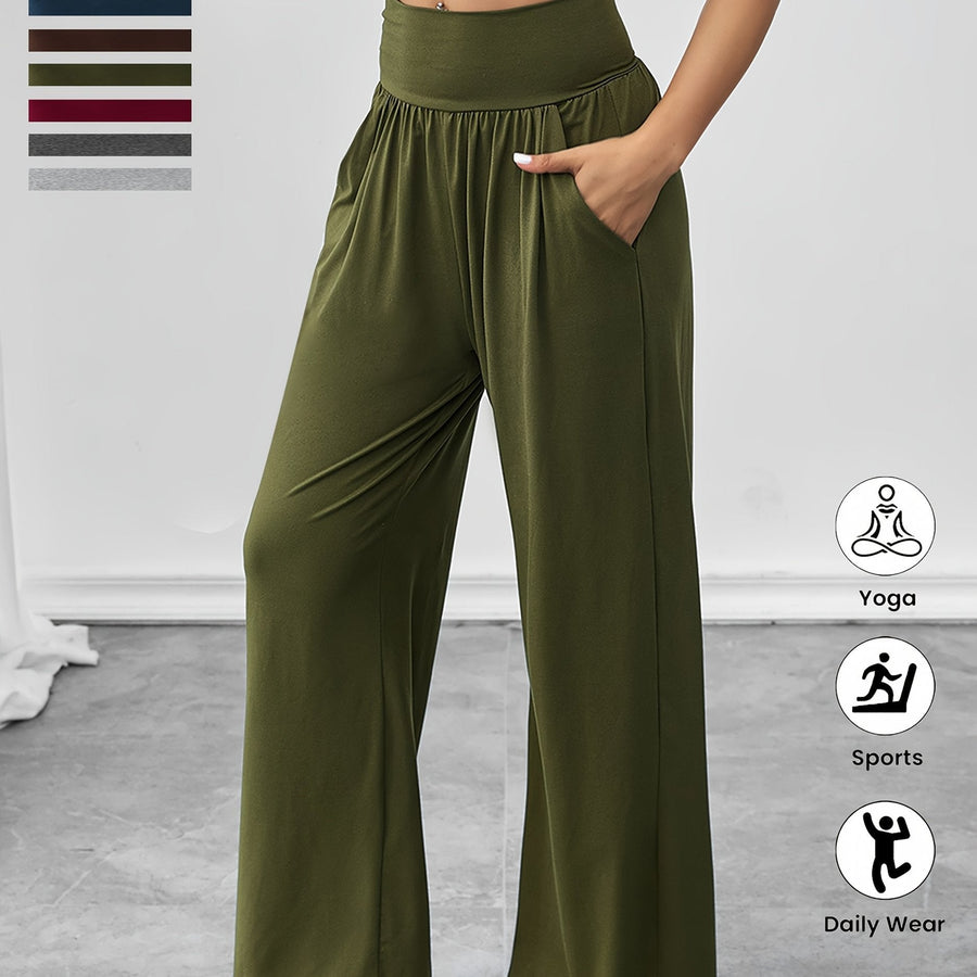 Damen gemütliche Freizeithose mit elastischem Bund und Seitentaschen