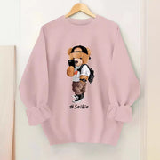 Damen Sweatshirt mit künstlerischem Bärendesign und lässigem Schnitt