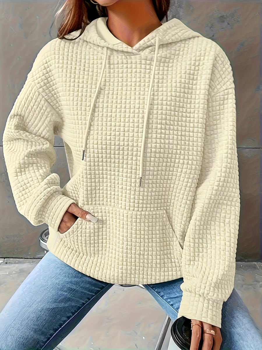 Damen Kapuzenpullover im strukturierten Waffelmuster mit seitlichen Eingrifftaschen