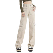 Damen Cargo-Jeans mit hoher Taille und praktischen Taschen
