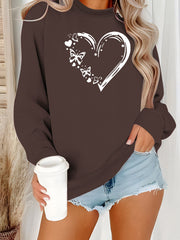 Damen Sweatshirt mit kreativem Herz- und Schmetterlingsdesign