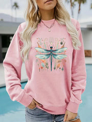 Damen Sweatshirt mit einzigartigem Libellen-Print und botanischem Design
