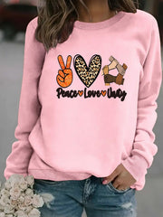 Damen Sweatshirt mit kreativem Peace, Love & Unity Motiv