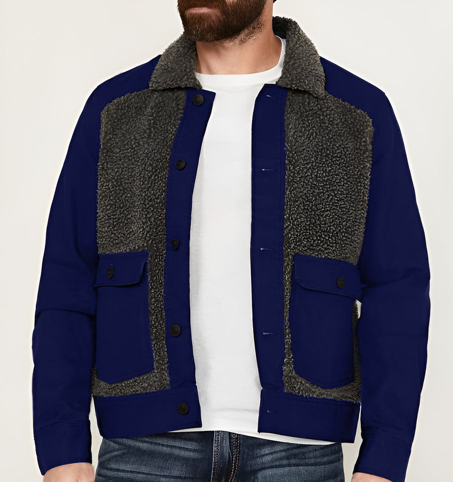 Herren Outdoor-Jacke mit Teddyfellkragen und funktionalen Taschen Aliams