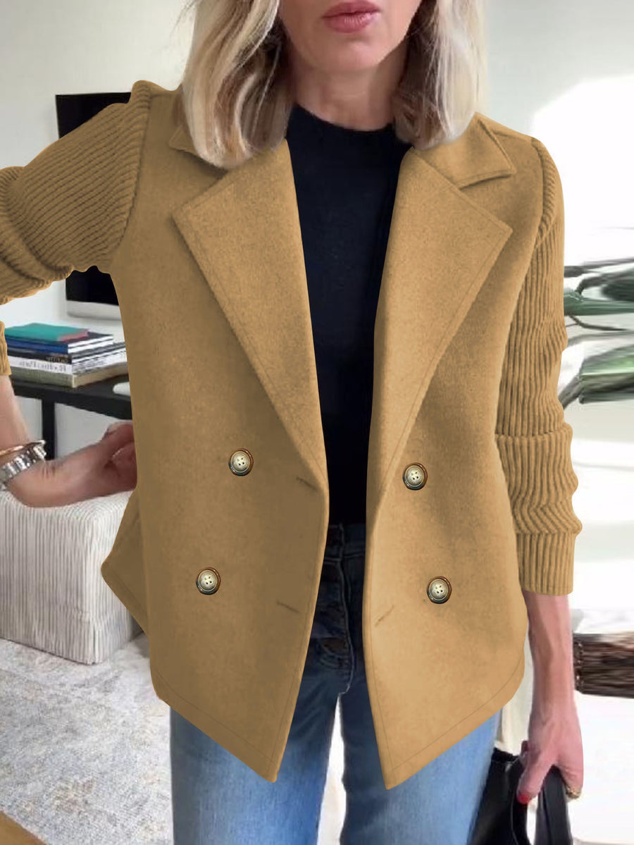 Damen eleganter Oversized-Blazer mit doppelter Knopfleiste und strukturiertem Ärmel