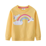 Mädchen Sweatshirt mit buntem Regenbogen und Hasenmotiv Drune