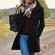Damen elegante Wollmantel mit modernem Kragen und praktischen Taschen