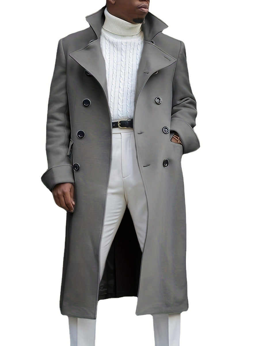 Herren eleganter Langmantel mit doppelter Knopfleiste und modernem Schnitt Aliams