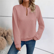 Damen Sweatshirt mit strukturiertem Steppdesign und modischem Ausschnitt