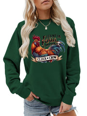 Damen Sweatshirt mit humorvollem Hühnermotiv und bequemer Passform