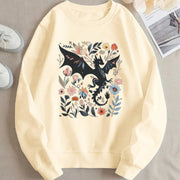 Damen Sweatshirt mit detailliertem Drachen- und Blumenmotiv