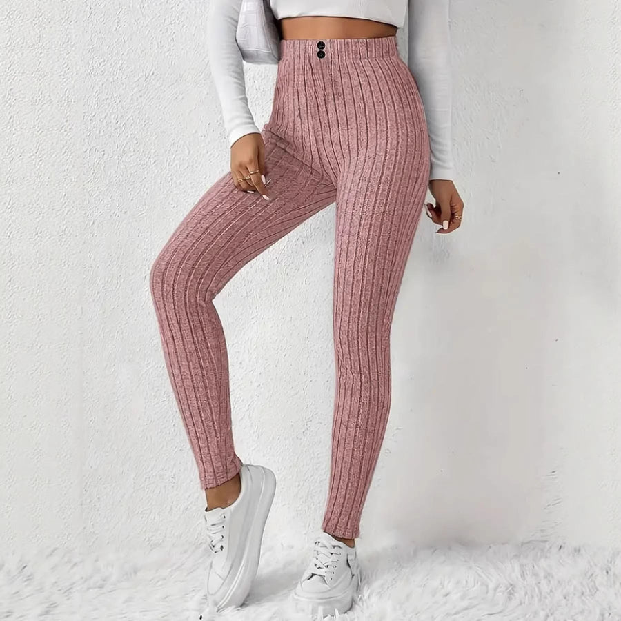 Damen Hochtaillierte Rippstrickleggings