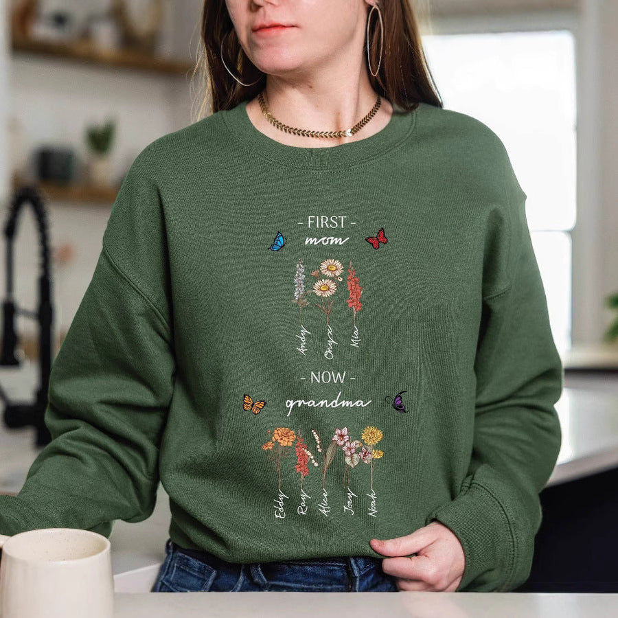 Damen Sweatshirt mit floralem Druck und inspirierendem Schriftzug