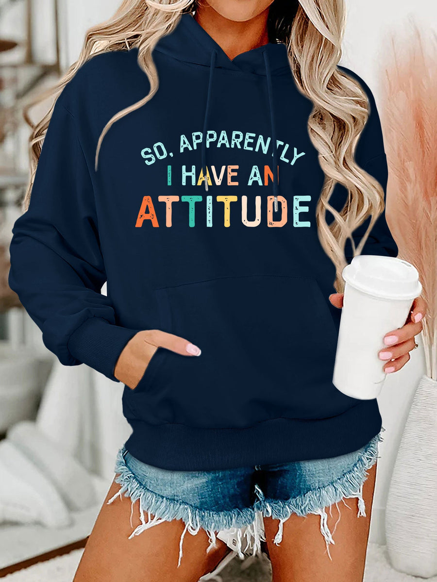 Damen Kapuzenpullover mit kreativem Schriftzug und lässiger Passform