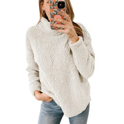 Damen Kuscheliger Fleece-Pullover mit hohem Kragen und strukturierter Oberfläche
