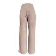 Damen weite Rippstrick-Hose mit hohem Bund und seitlichen Eingrifftaschen