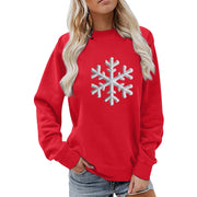 Damen Sweatshirt mit funkelndem Schneeflockenmotiv und lässigem Schnitt