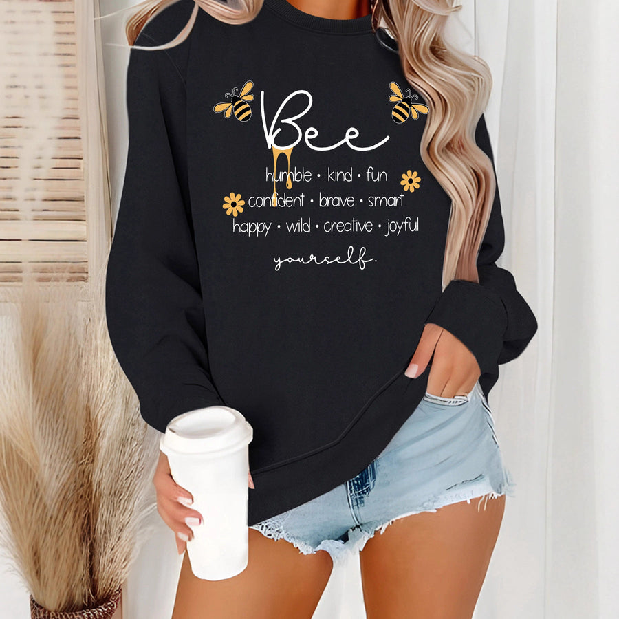 Damen Sweatshirt mit inspirierendem Bienenmotiv und positiven Affirmationen