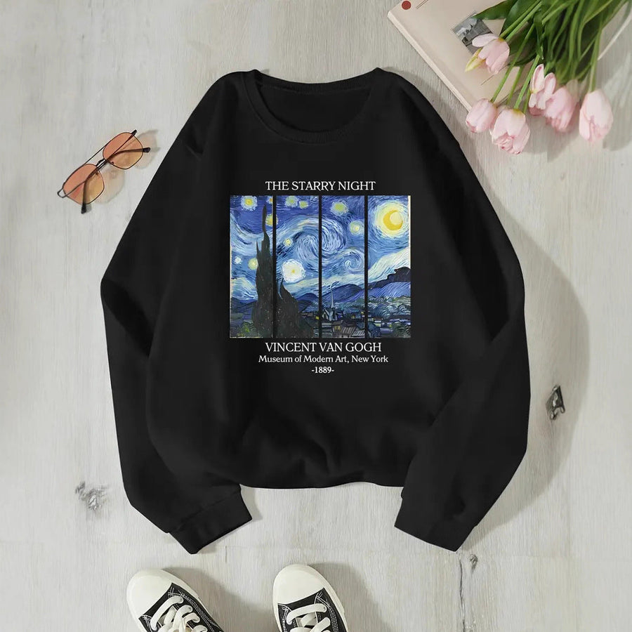 Damen Sweatshirt mit klassischem Van Gogh Kunstmotiv