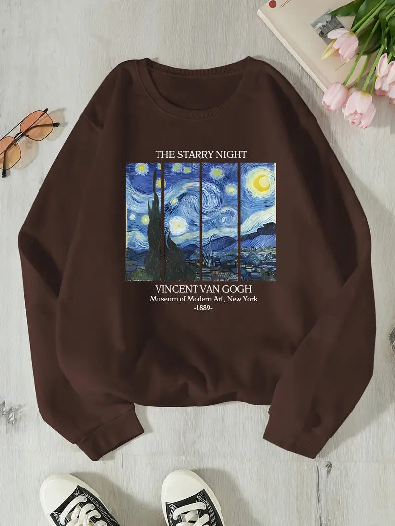 Damen Sweatshirt mit klassischem Van Gogh Kunstmotiv
