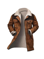 Herren stylische Lammfell-Bomberjacke mit warmem Teddyfell-Futter Aliams