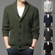 Herren Strickjacke mit hoch geschlossenem Kragen und praktischen Taschen Aliams