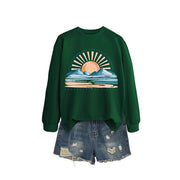 Damen Sweatshirt mit inspirierendem Sonnenaufgangsdesign und lässigem Schnitt