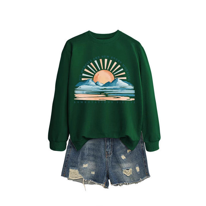 Damen Sweatshirt mit inspirierendem Sonnenaufgangsdesign und lässigem Schnitt