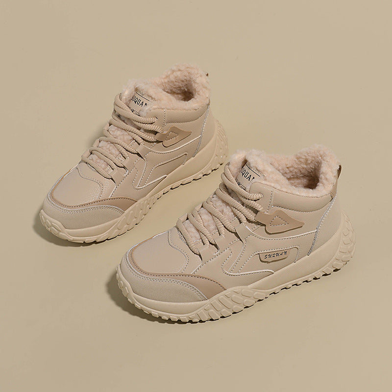 Damen trendige High-Top Sneakers mit weichem Fleece-Futter und rutschfester Laufsohle