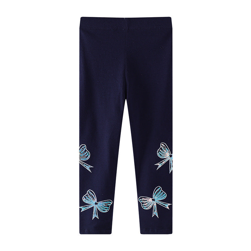 Mädchen Leggings mit bunten Schleifen-Applikationen Drune