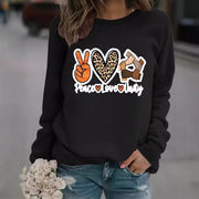 Damen Sweatshirt mit kreativem Peace, Love & Unity Motiv