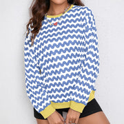 Damen farbenfrohes Sweatshirt mit Wellenmuster und sportlichem Schnitt