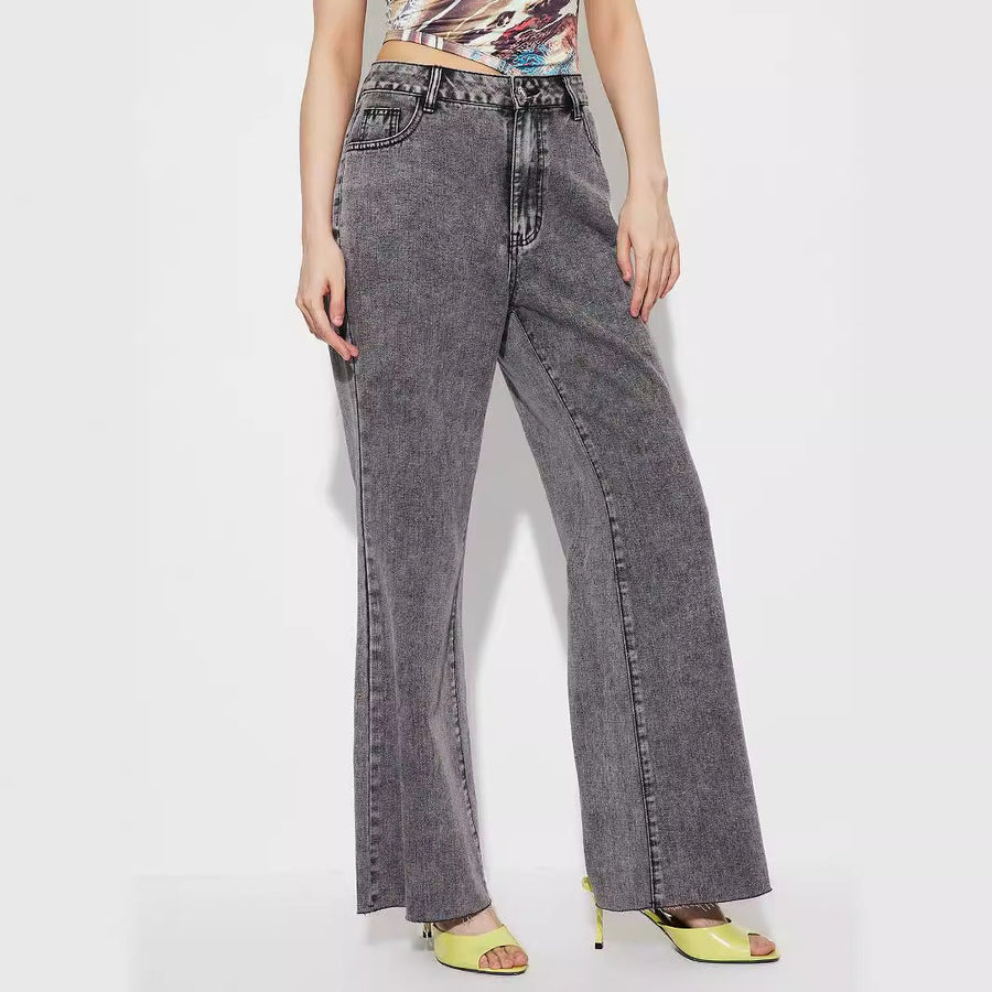 Damen Flared Jeans mit hohem Bund und detaillierten Nähten