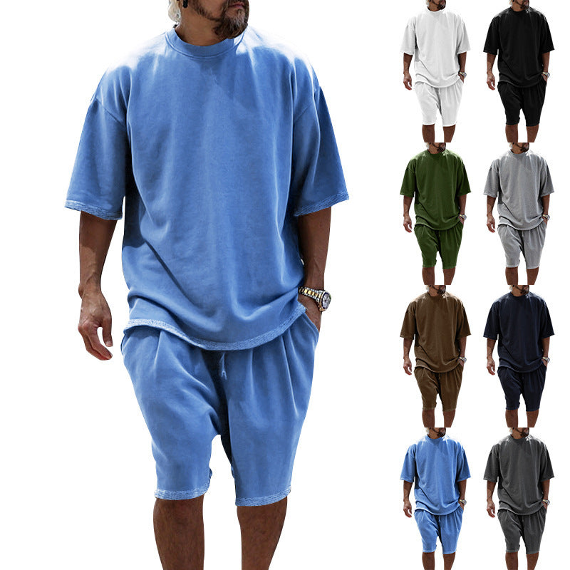 Herren lässiger Kurzarm-Set aus bequemen Baumwollstoffen Aliams