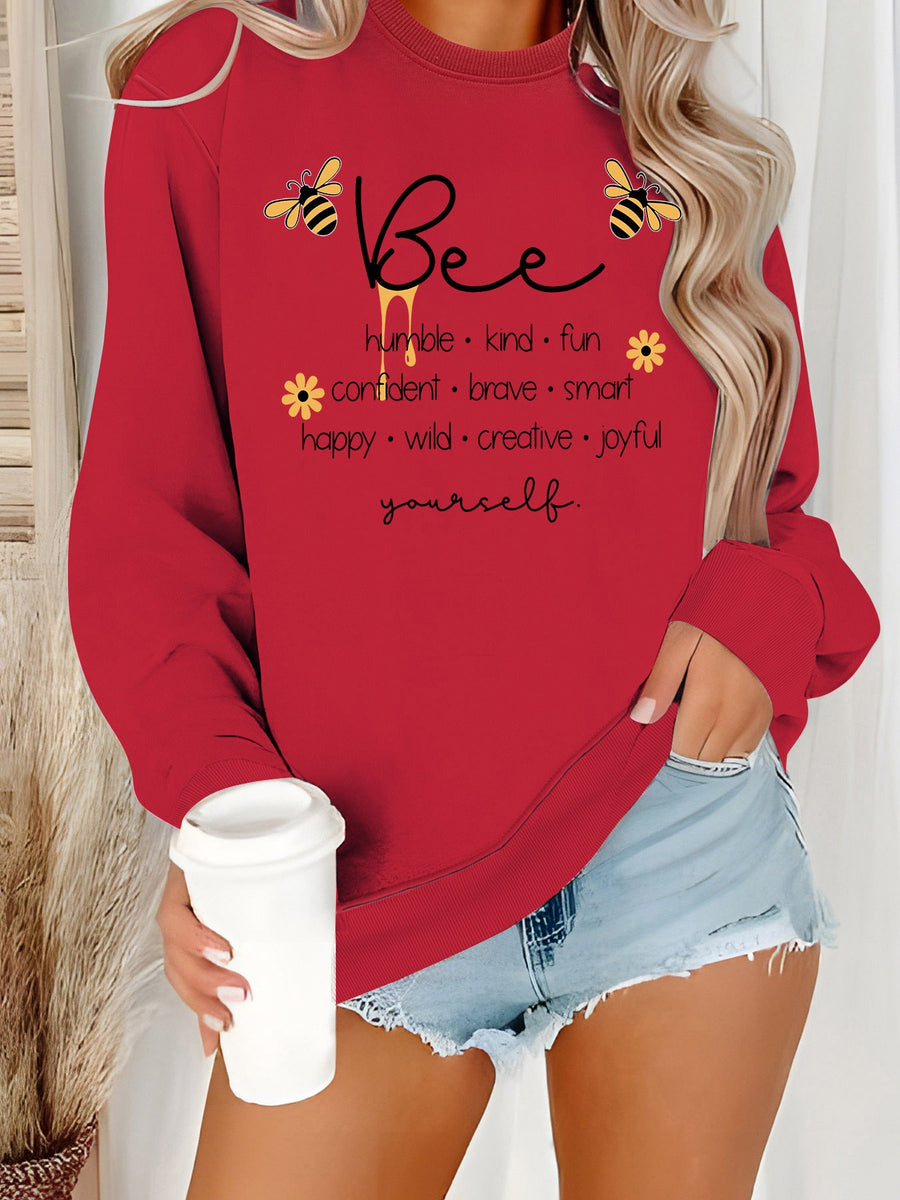 Damen Sweatshirt mit inspirierendem Bienenmotiv und positiven Affirmationen