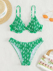 Damen Hochgeschnittener Bikini mit gepolstertem Oberteil und verstellbaren Trägern Heidi-Mode