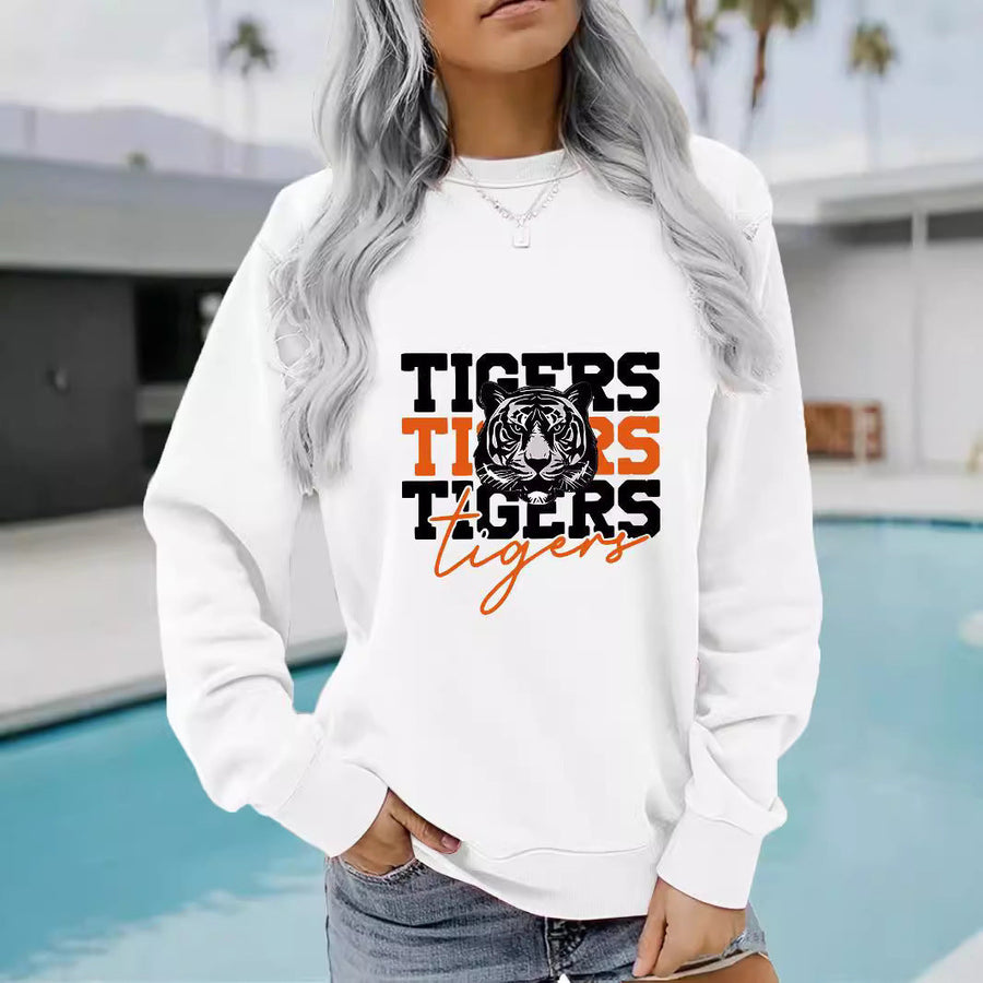 Damen Sweatshirt mit animalistischem Tiger-Design und lässigem Schnitt