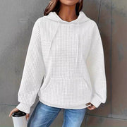 Damen Kapuzenpullover im strukturierten Waffelmuster mit seitlichen Eingrifftaschen