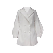 Damen eleganter Doppelreihiger Blazer-Kleid mit voluminösen Ärmeln