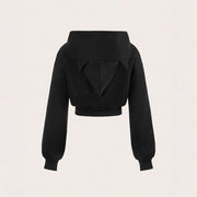 Damen cropped Hoodie mit innovativem Reißverschluss und voluminösen Ärmeln